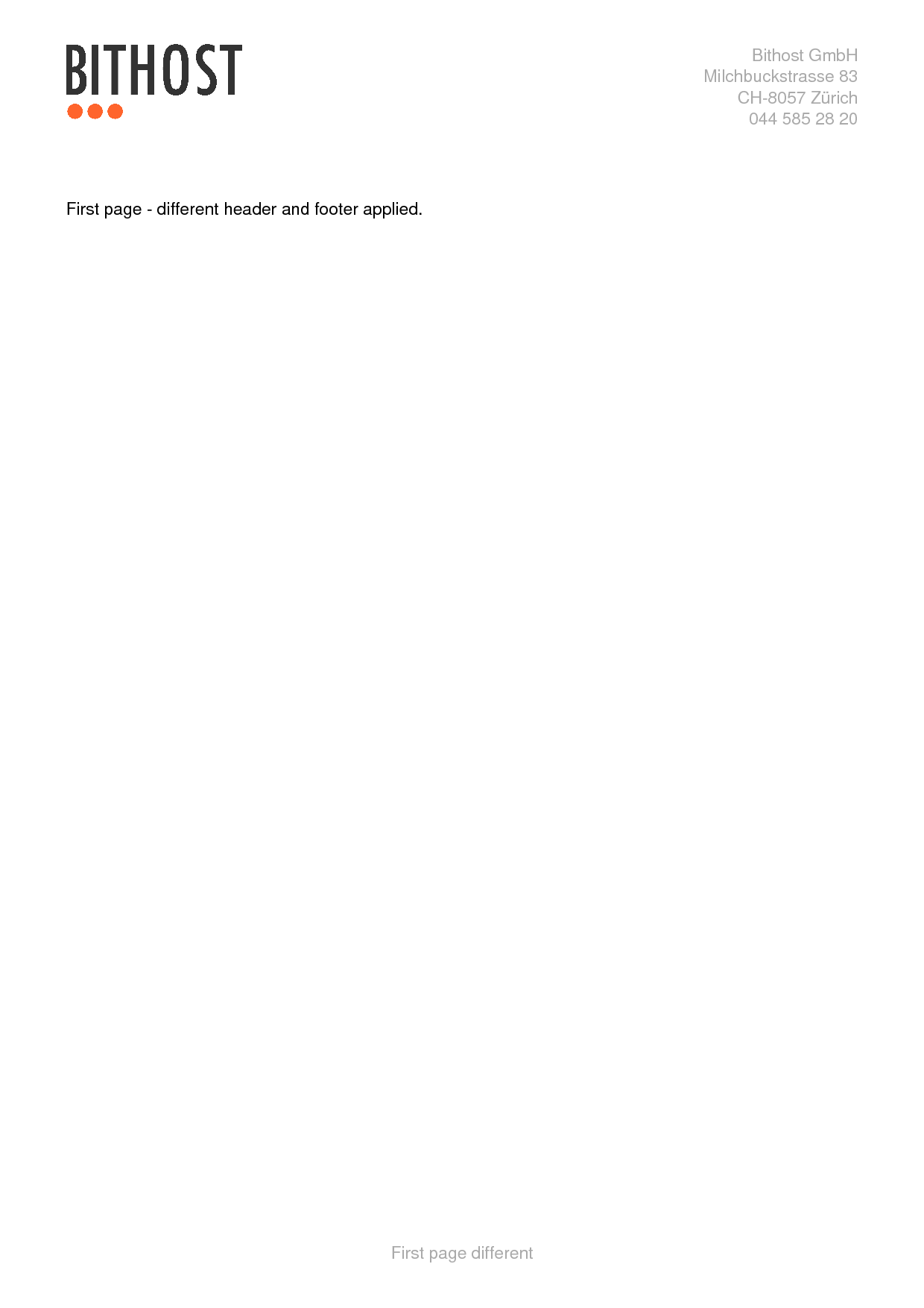 Header and Footer example output