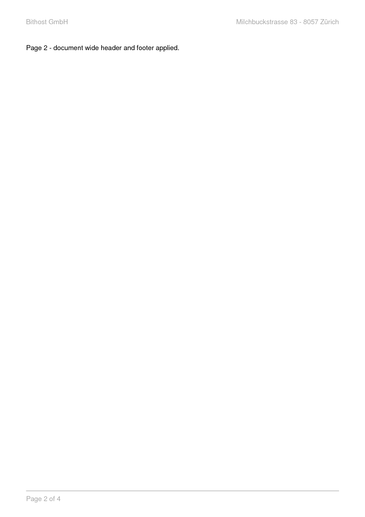 Header and Footer example output