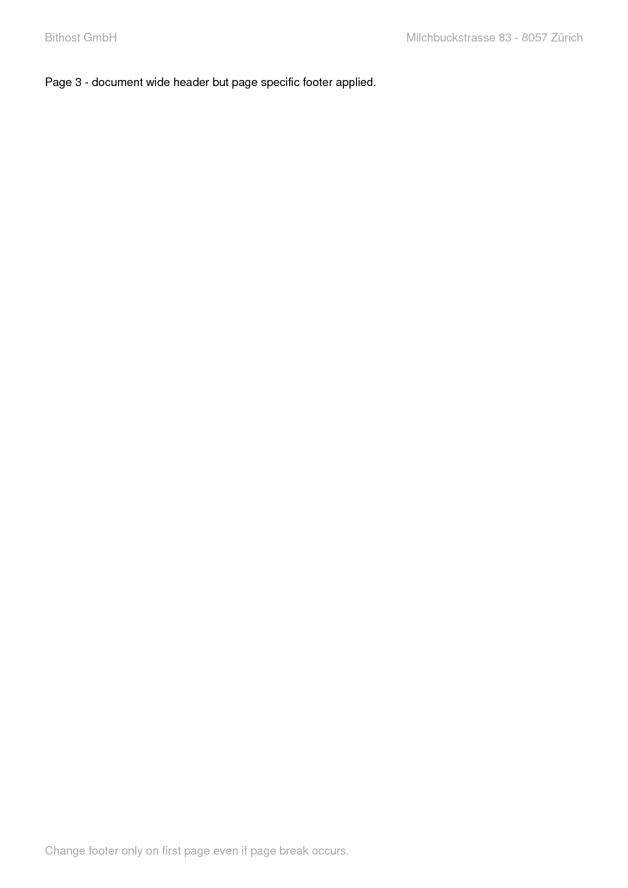 Header and Footer example output