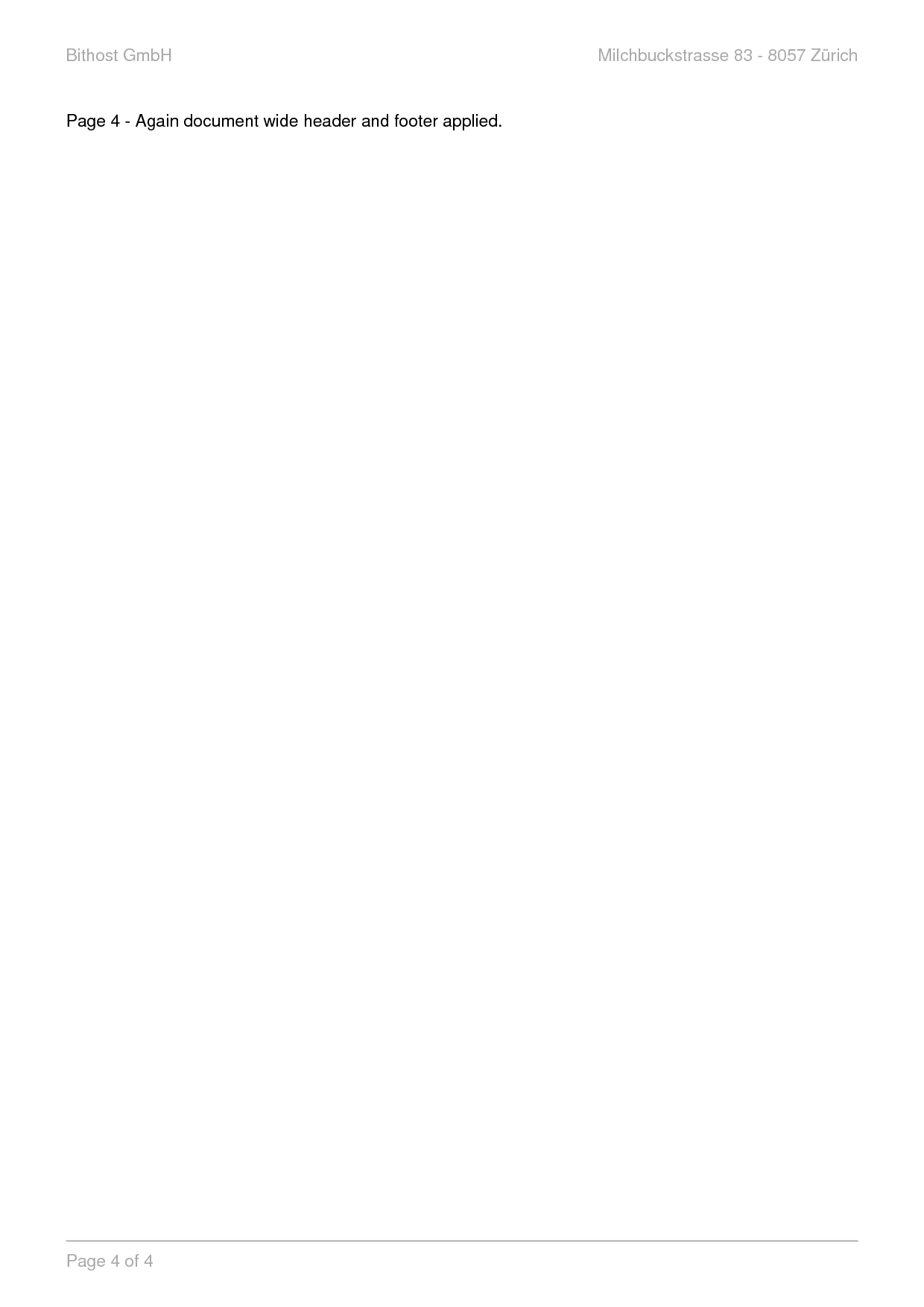 Header and Footer example output