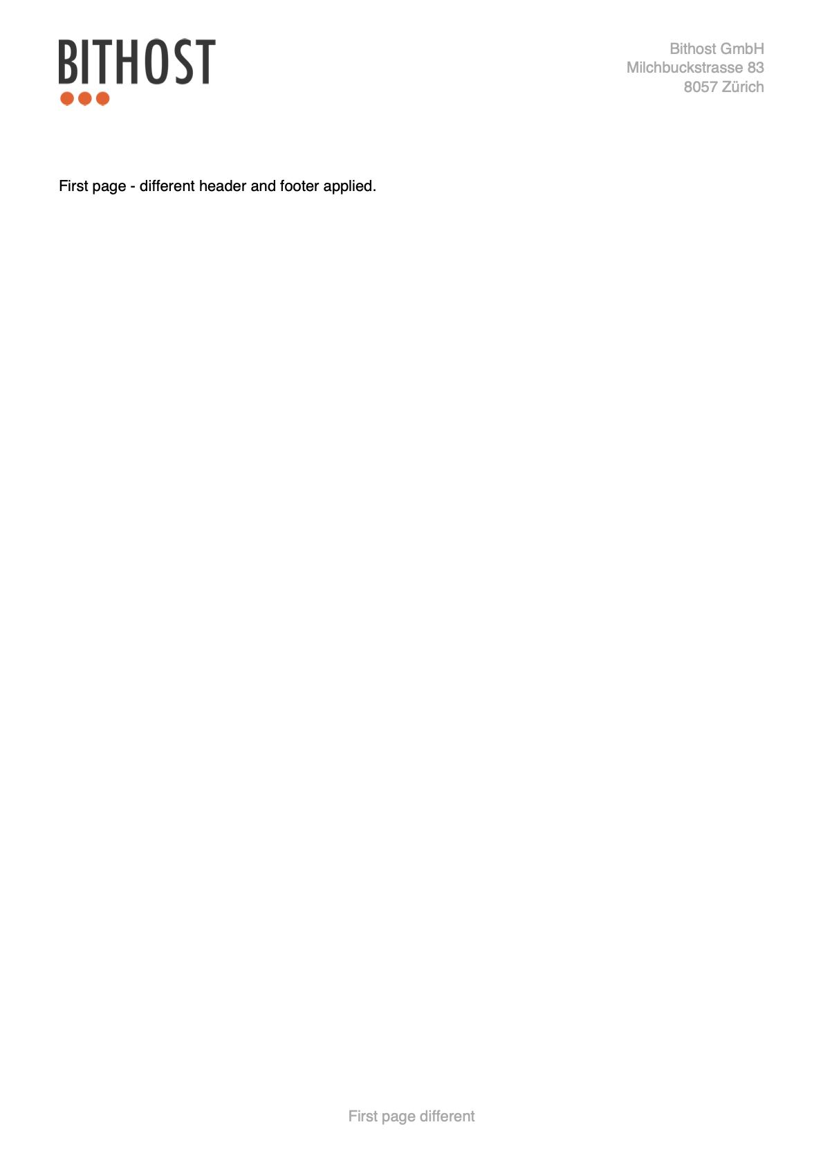 Header and Footer example output