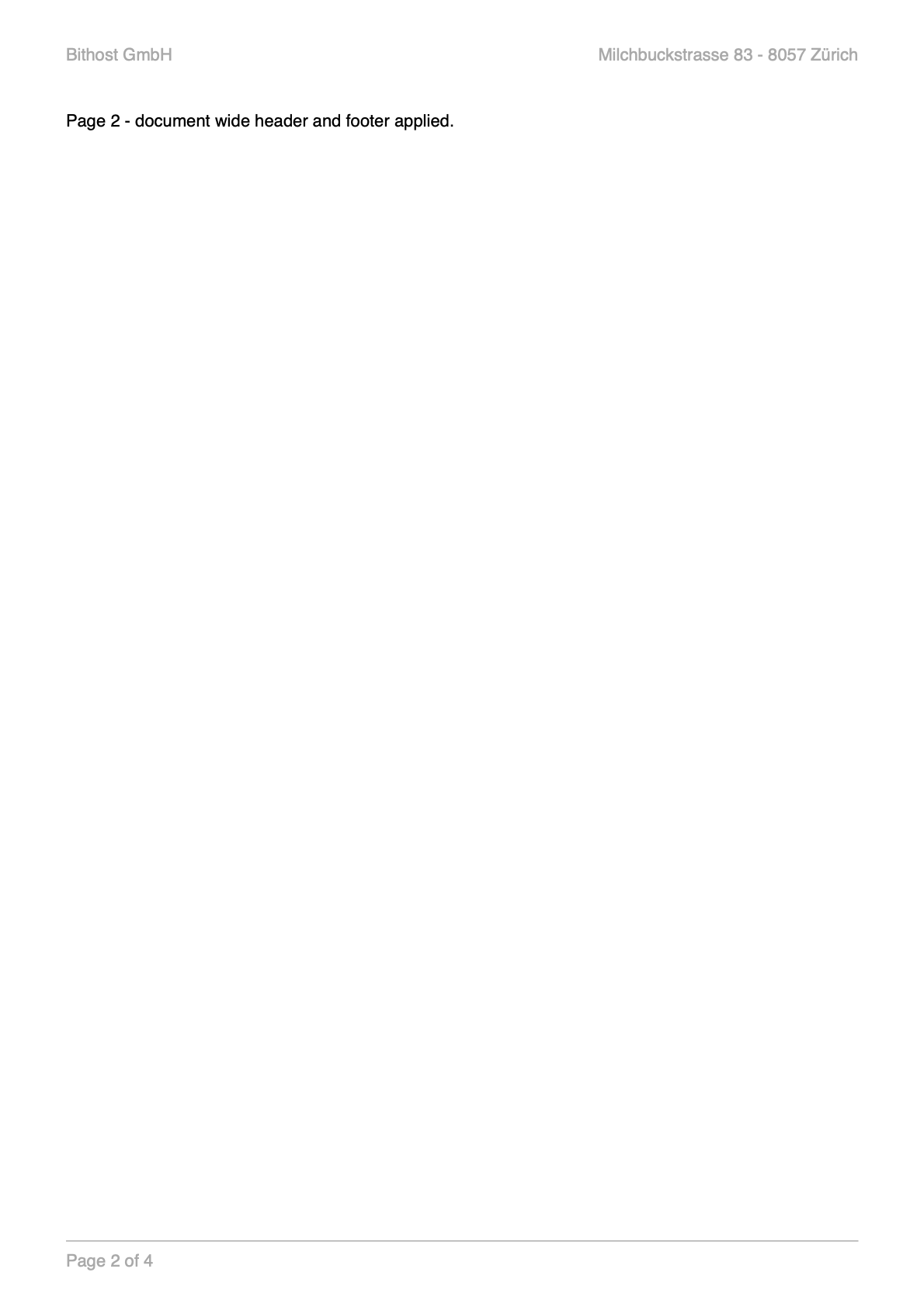 Header and Footer example output