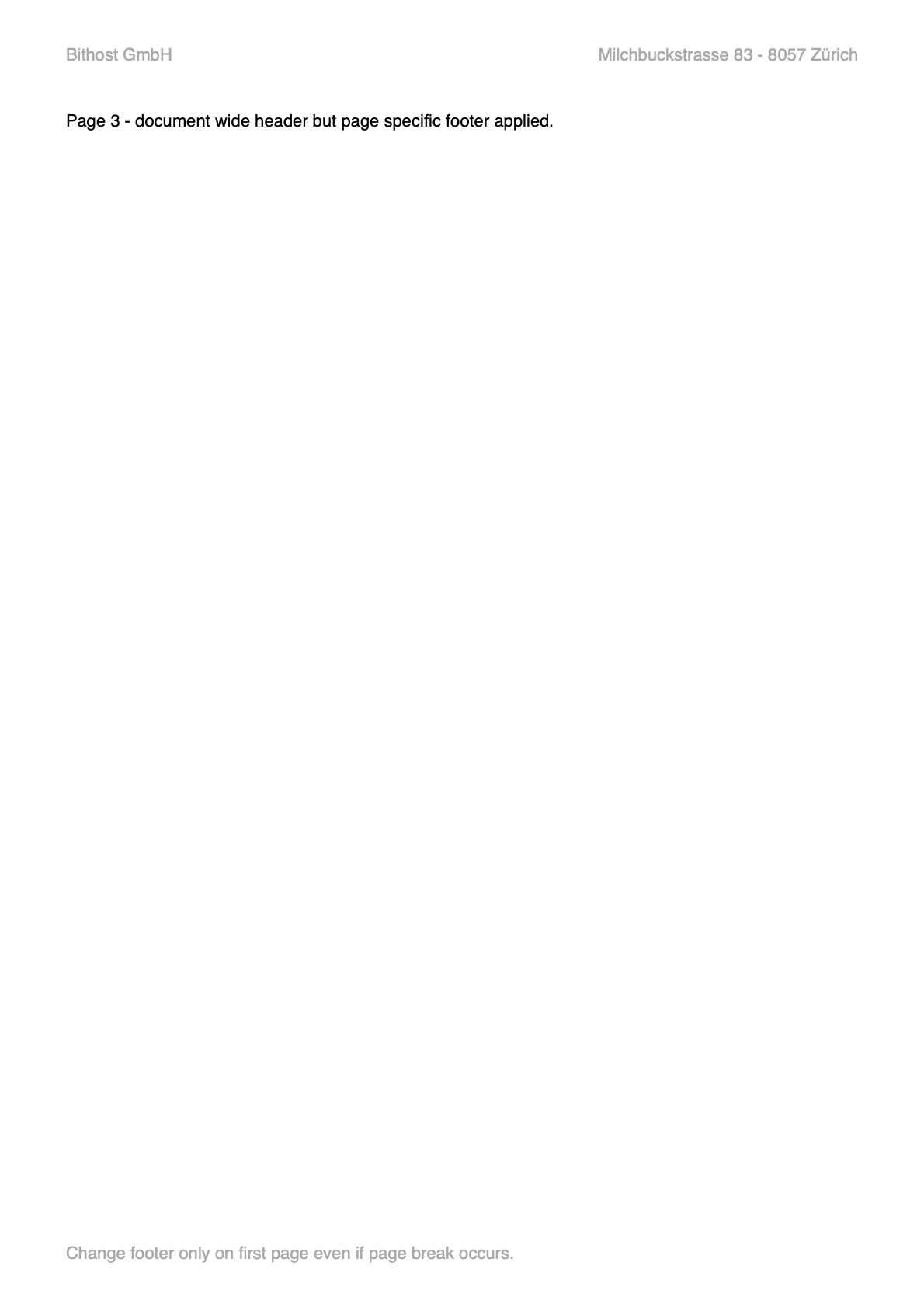 Header and Footer example output