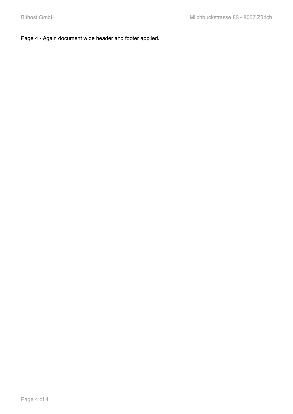 Header and Footer example output