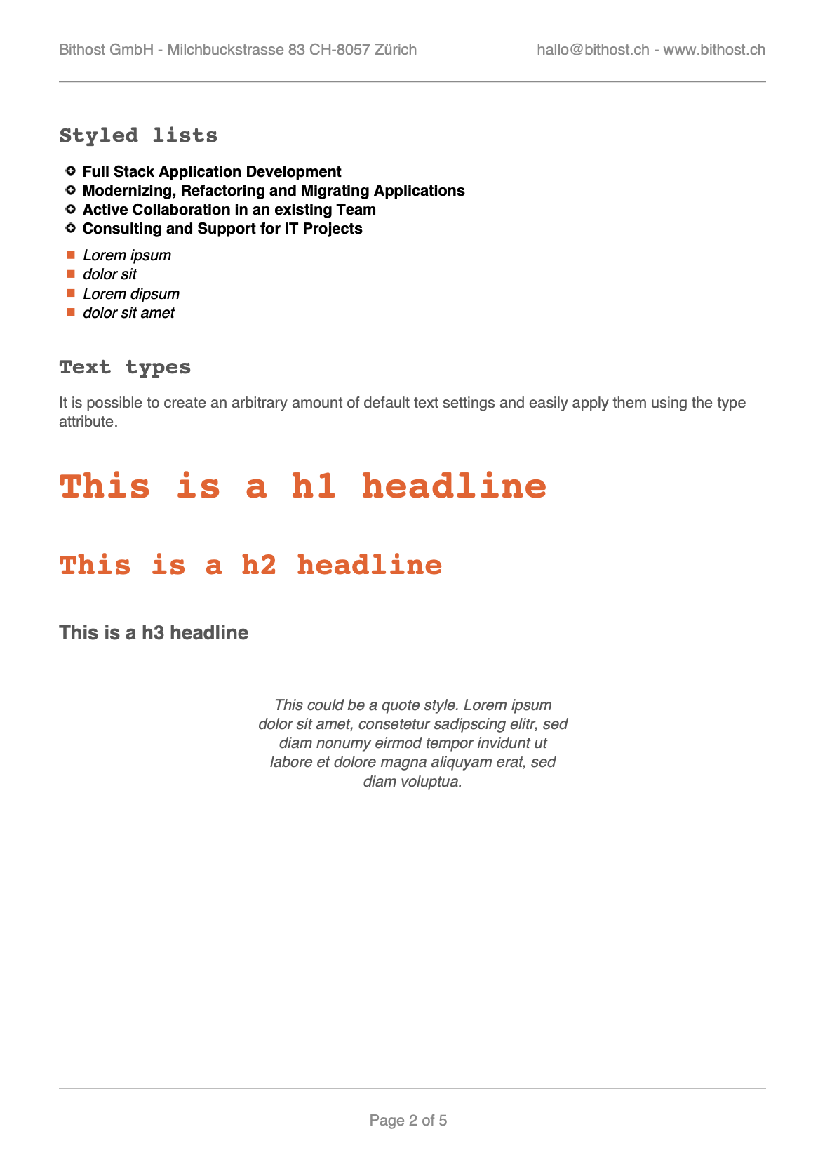 Full Feature Show Case rendered PDF