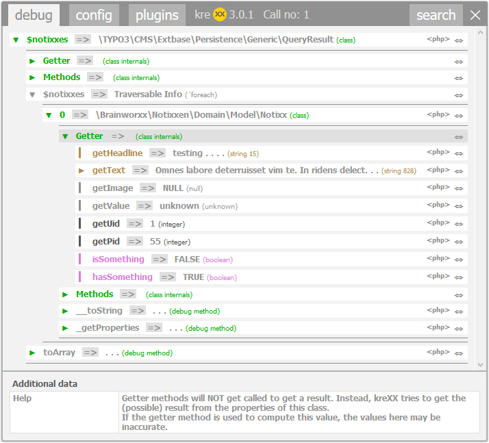 Analysis of an extbase query result