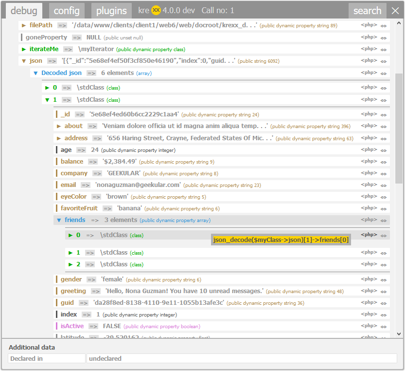 Code generation for a lorem ipsum sample data json