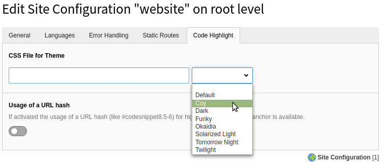 Site Configuration