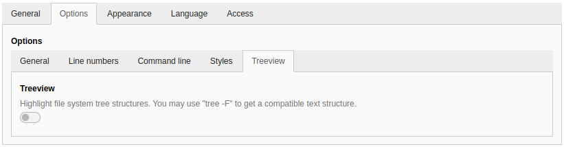 Options for a treeview