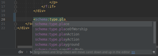 Auto completion in PhpStorm with configured XSD schema