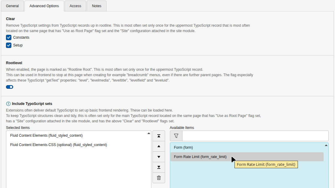 Include TypoScript sets