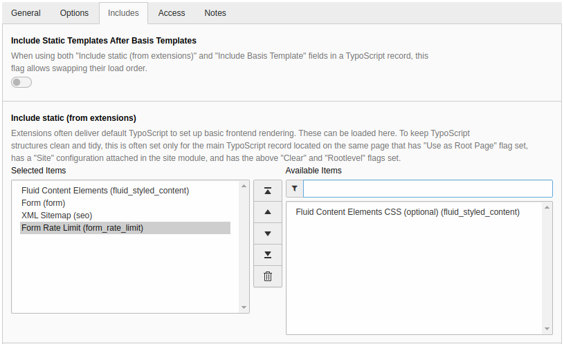 Include static TypoScript