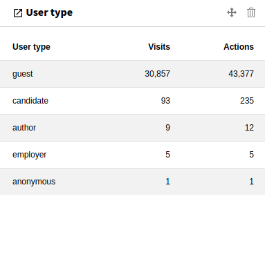 Example widget for a custom dimension with scope "visit"