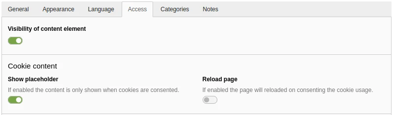 Access register from content element