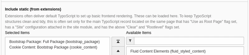 Template record with static configuration for cookie content