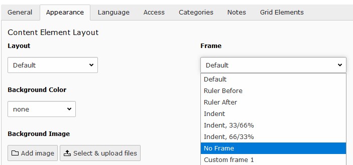 Select the appropriate frame to adjust vertical spacing