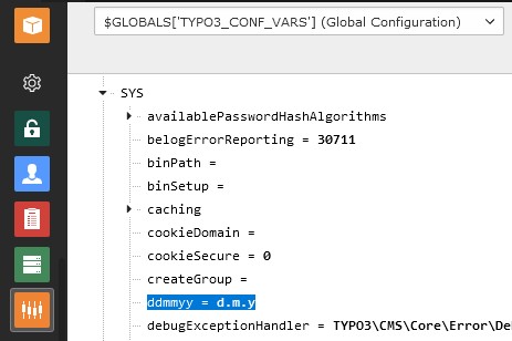 Date format definition in configuration module