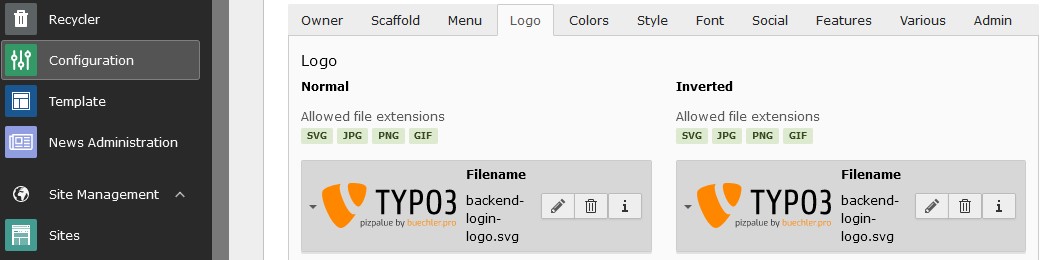 Website configuration