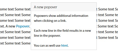 A popover in the front end