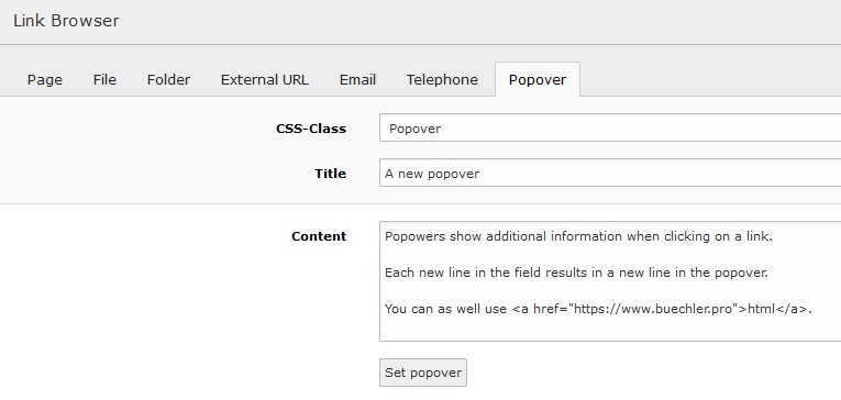 Register popover in link browser
