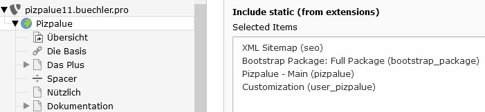 Included static extension templates