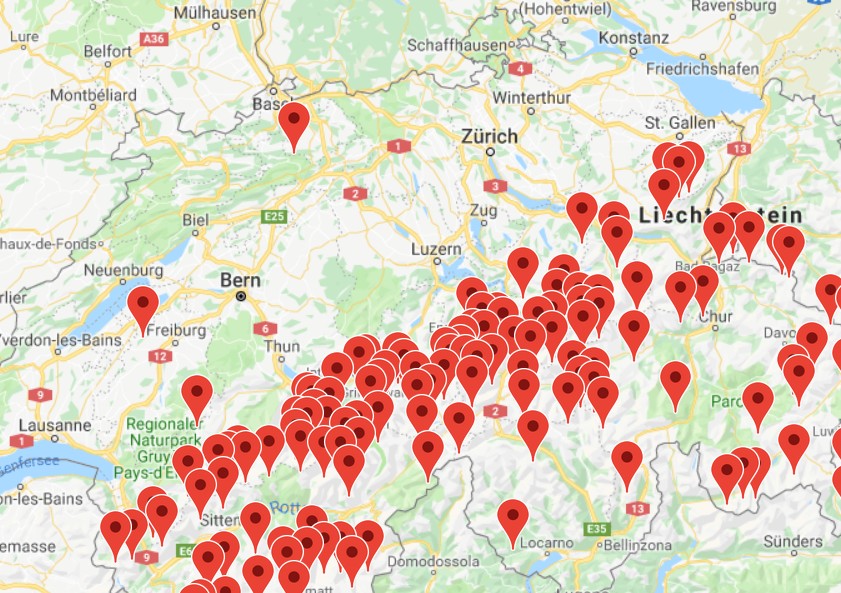 Map showing addresses from table tt_address
