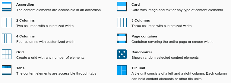 Structure elements for attractive content arrangements