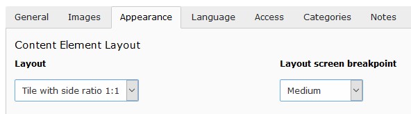 Content element layouts and layout breakpoints