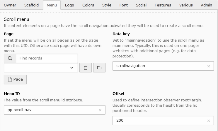 Easyconf form to define the usage from the scroll menu