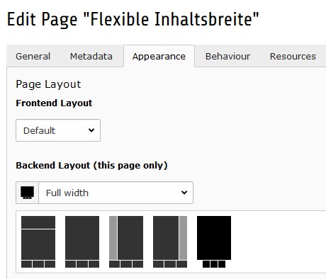 "Full width" page layout
