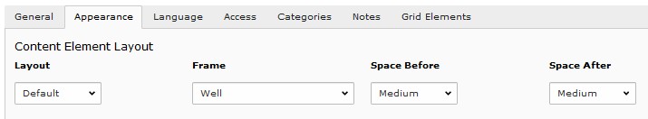 Appearance settings for grid elements don't change the rendering