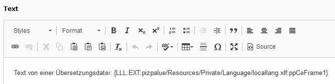 Use of localized text within the editor