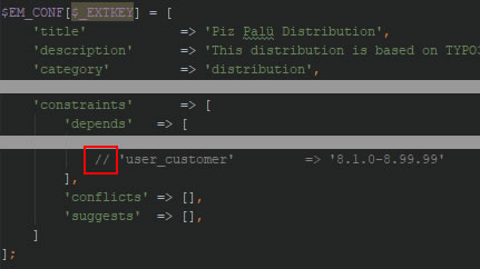 Remove or mark as comment the dependency to the extension user_customer