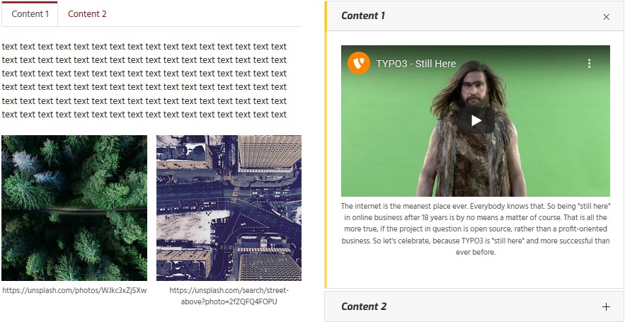 Page embedding contents covering entire page width