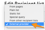 List of recipient prepared with a provider