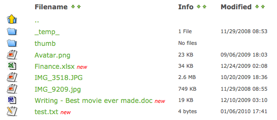 Listing showing new files (legacy plugin)