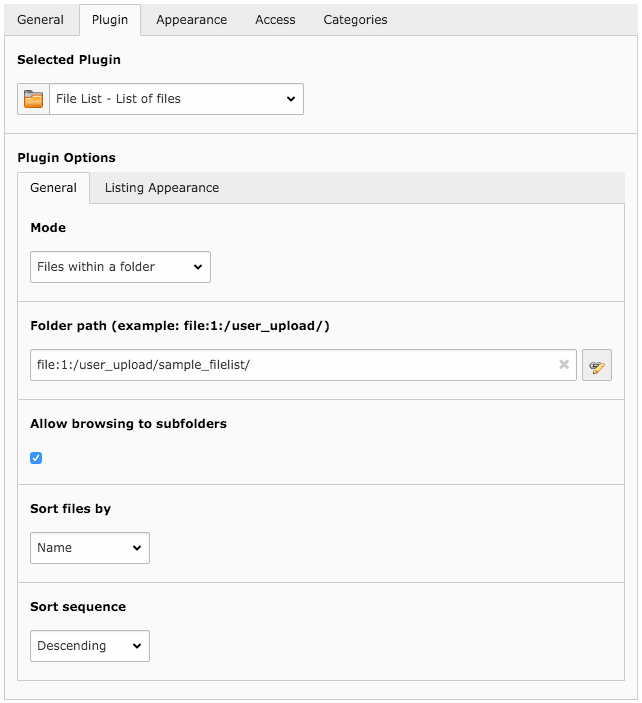 Configuration options