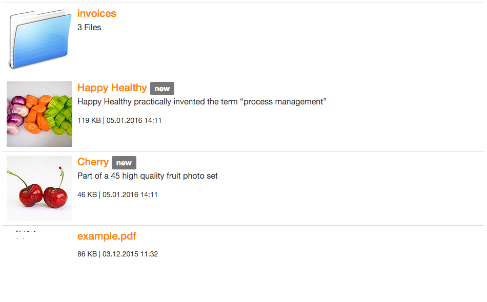 List with description and thumbnail