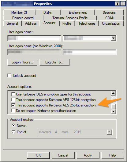 Windows account properties