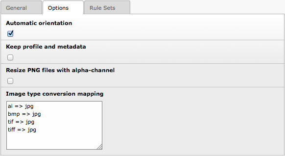 Overview of the general options panel