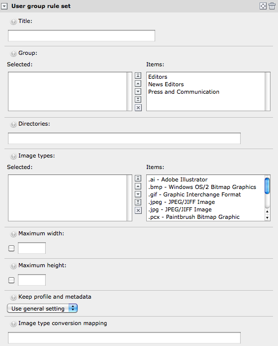 Rules for a user groups