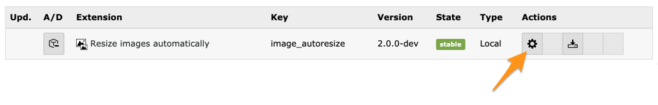 Configuration within Extension Manager