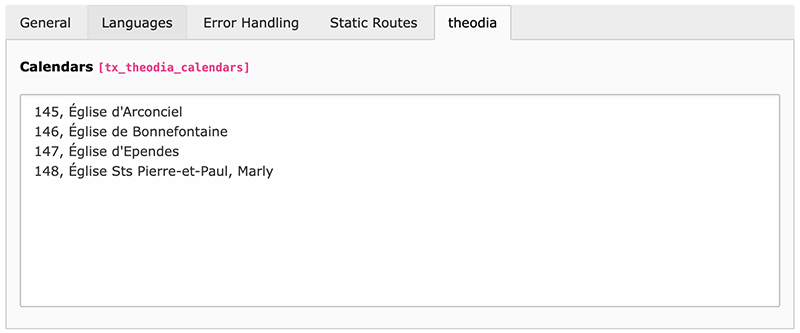 Configuration of calendars to use