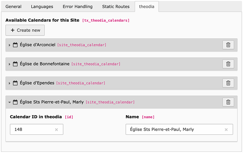 Configuration of calendars to use
