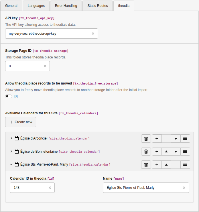 Configuration of calendars to use