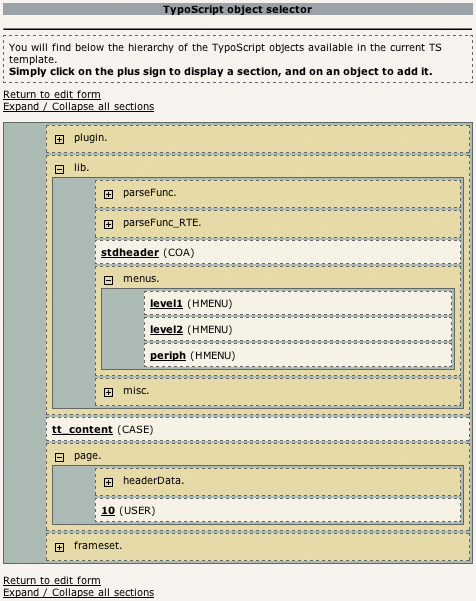 Wizard of the plugin "TypoScript"