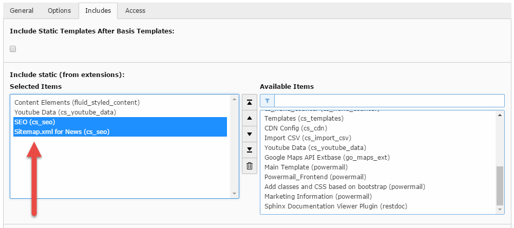 Include the TypoScript from cs_seo