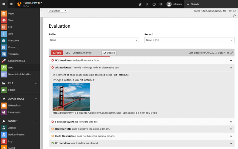 cs_seo record evaluation