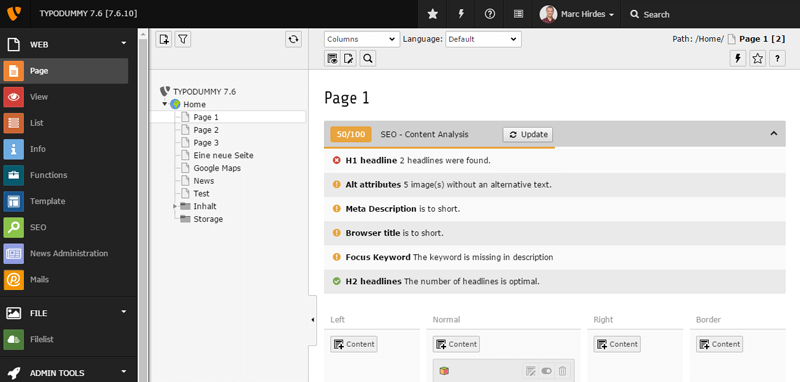 cs_seo On-page evaluation in TYPO3