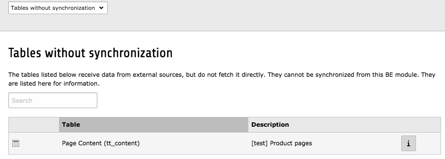 BE module overview for non-synchronizable tables